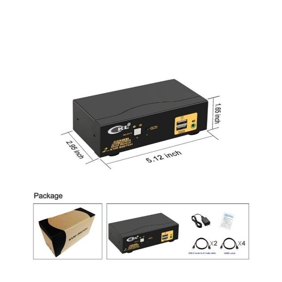 CKL 2 Port Dual Monitor KVM Switch CKL-922HUA-2 * 2 Computers Dual Monitors - Picture 5 of 6